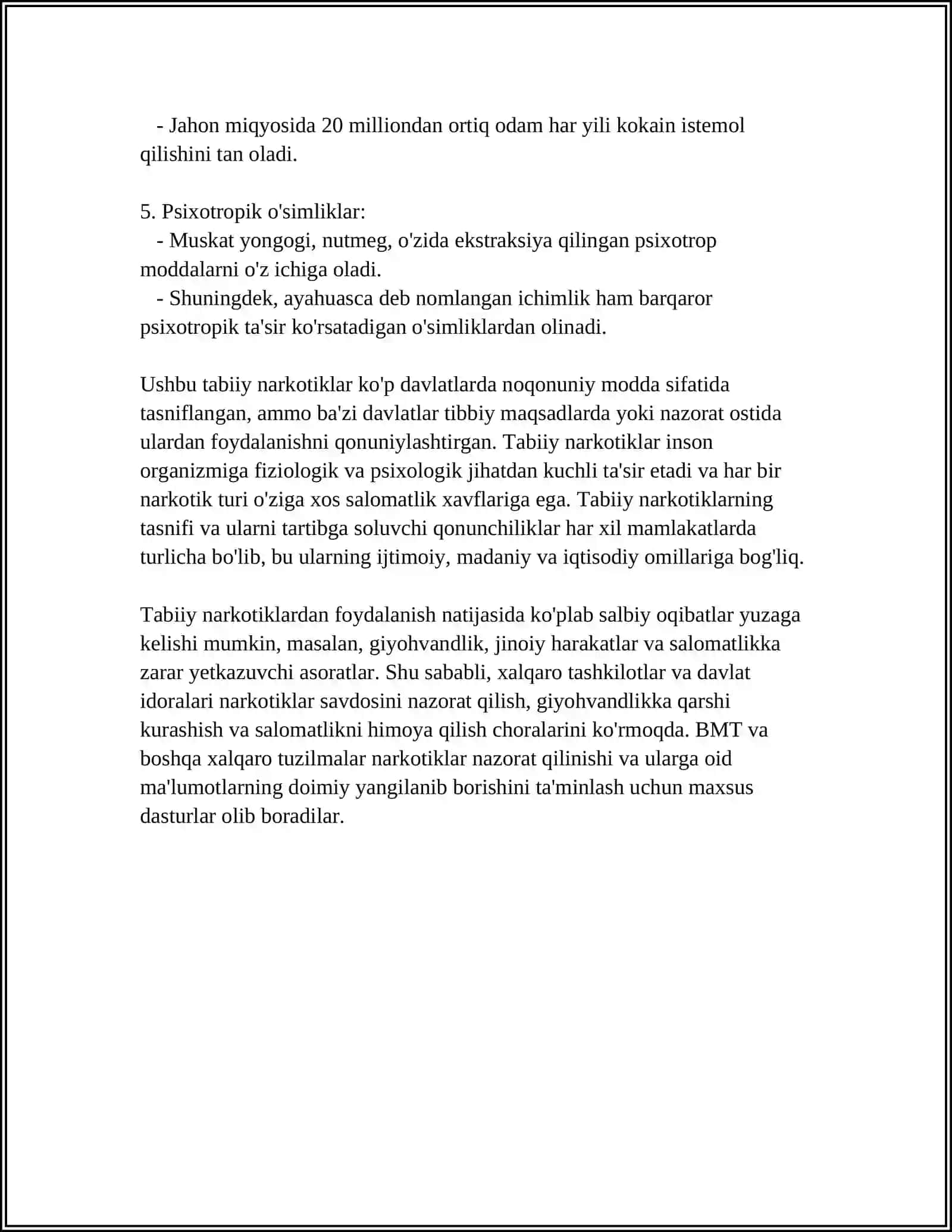 TABIIY VA SINTETIK NARKOTIK VOSITALAR FOYDASI VA ZARARI 4