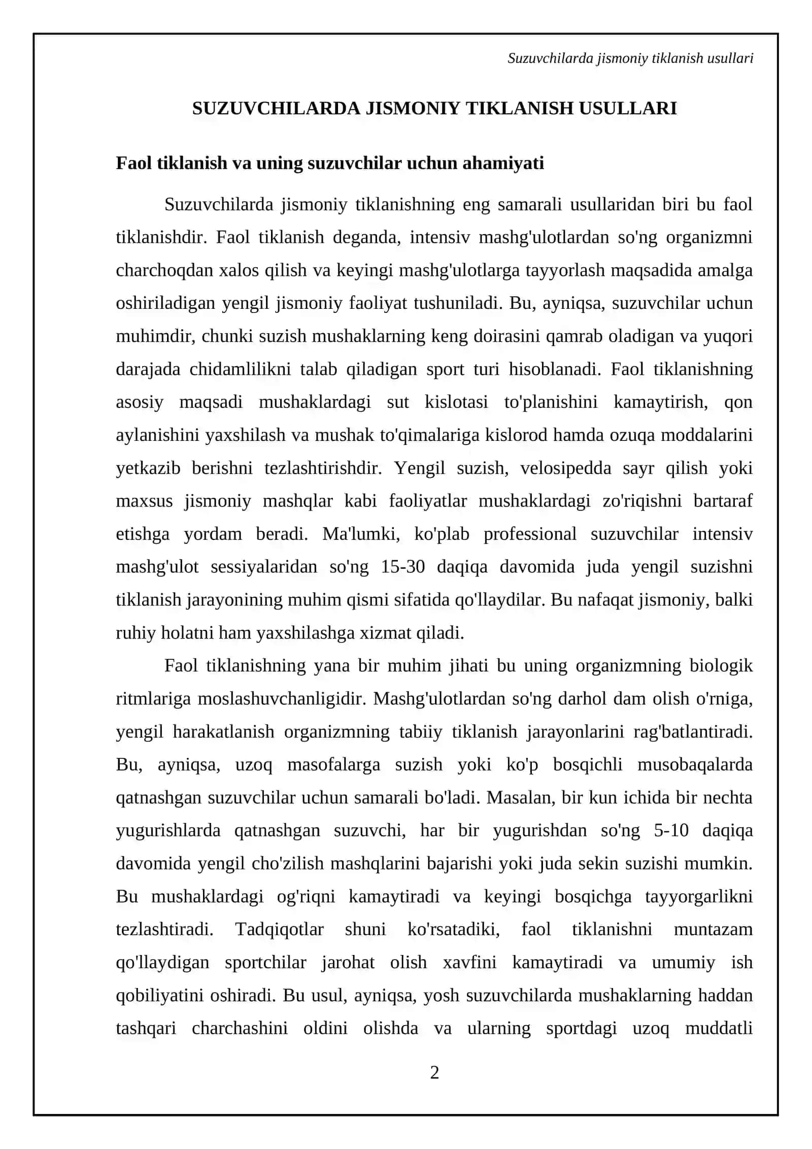 Suzuvchilarning tiklanishi va ish qobiliyatini oshirish vositalari 4