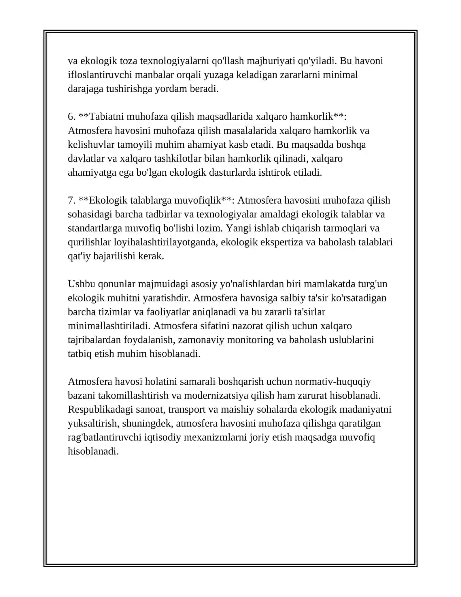 O'ZBEKISTON RESPUBLIKASI ATMASFERA HAVOSINI MUHOFAZA QILISH TOGRISIDAGI QONUN 4