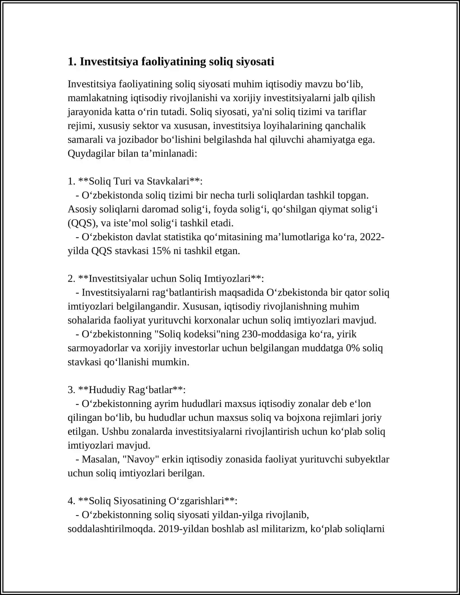 CHET EL INVESTITSIYALARI HARAKATINI SOLIQ MEXANIZMI ORQALI TARTIBGA SOLISH MASALALARI 4