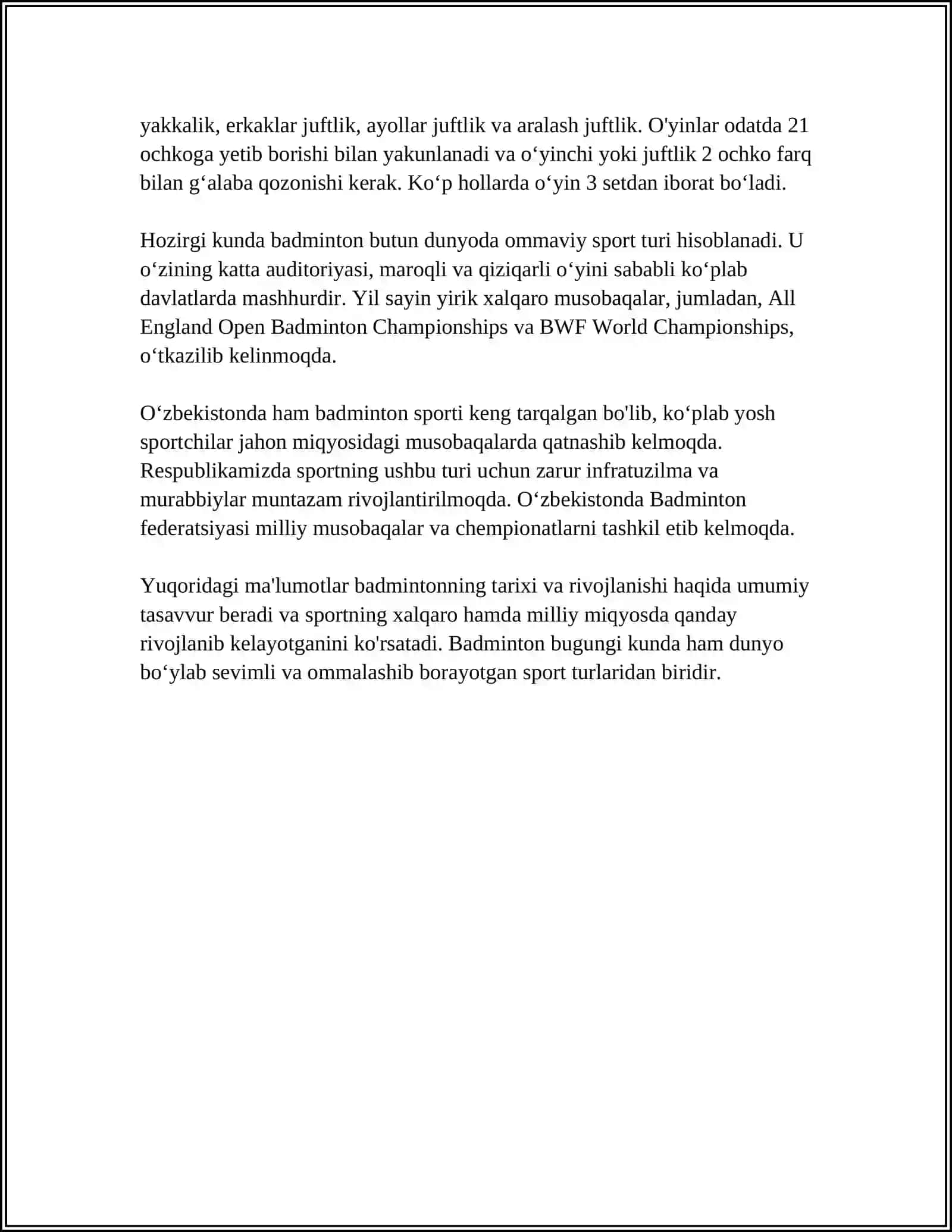 BADMINTON 4