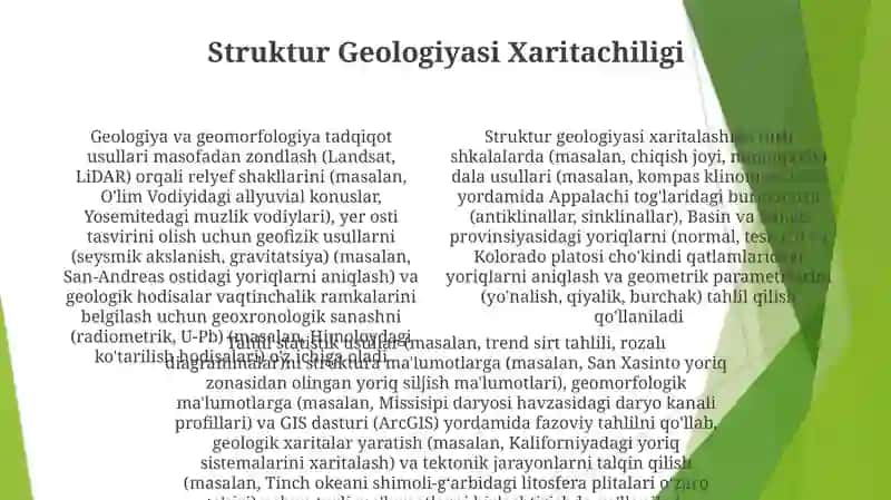 Geologiya va geomorfologiya fankarida qo'llaniladigan tadqiqot uslublarini tahlil qilish 4