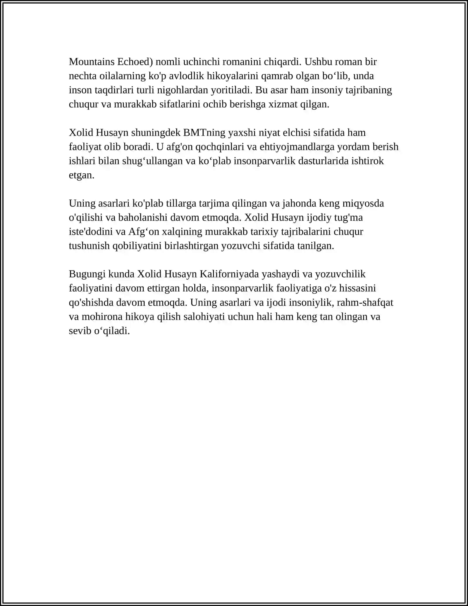 MUSTAQIL ISH Mavzu: XOLID HUSAYNINING SHAMOLLAR ORTIDAN YUGURIB 4