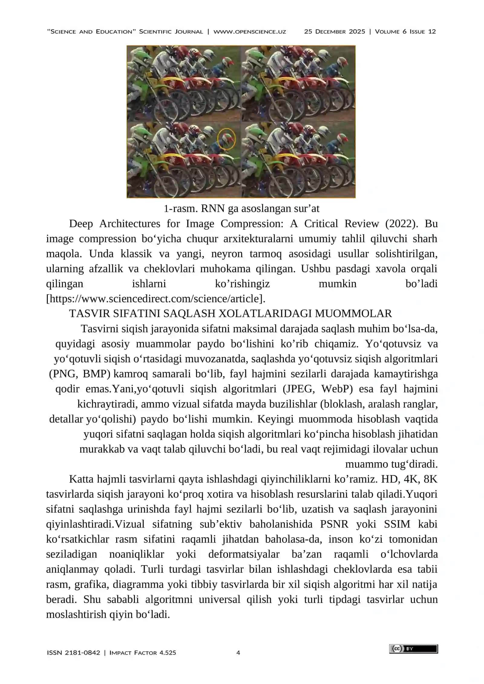 Tasvir sifatini saqlagan holda tasvirni siqish algoritmlarini takomillashtirish 4