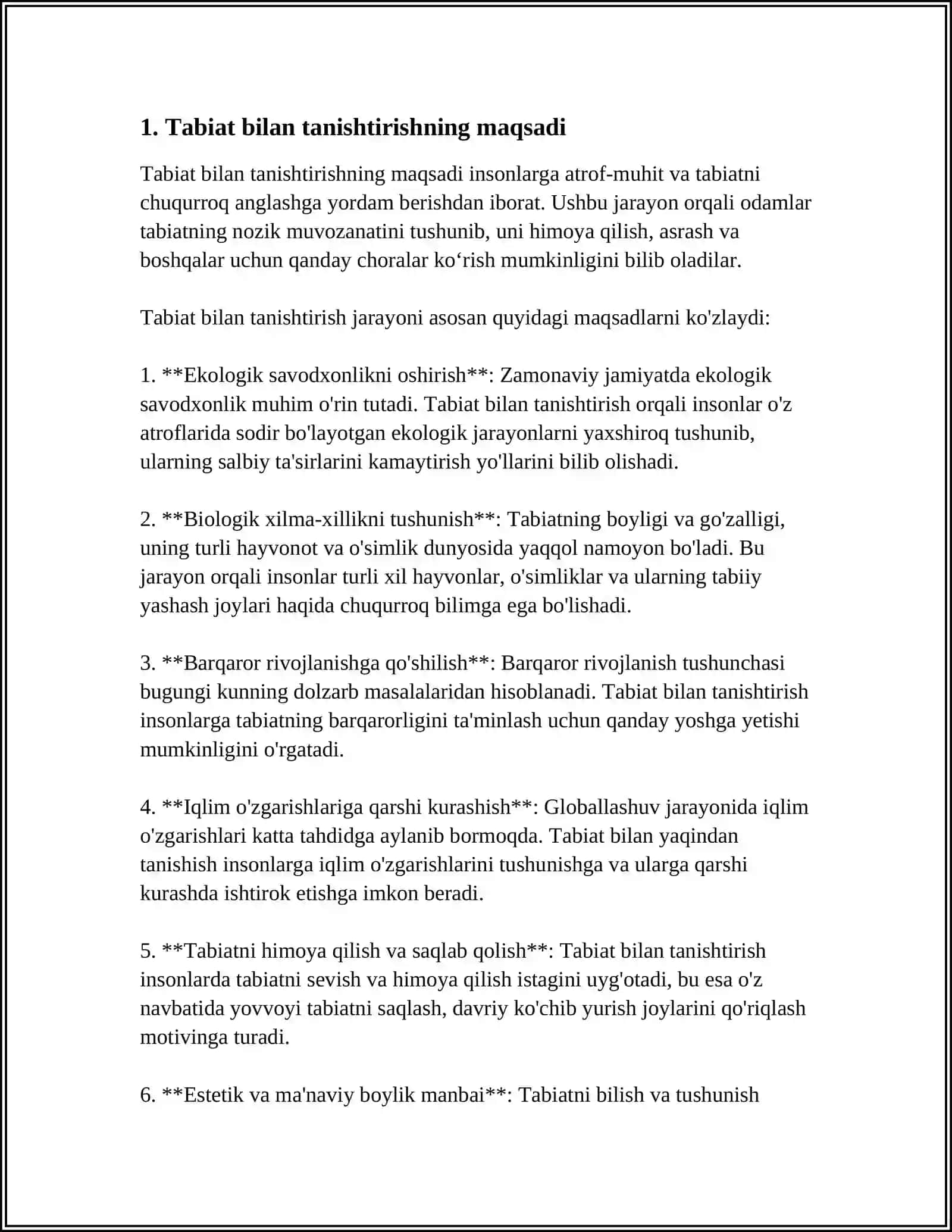 TABIAT BILAN TANISHTIRISH METODIKASI FANINING MAQSAD VA VAZIFALARI.TABIAT INSON VA JAMIAT HAQIDA TUSHUNCHA 4