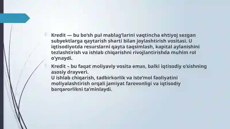 Kredit Muddati va Faiz Stavkasi 4