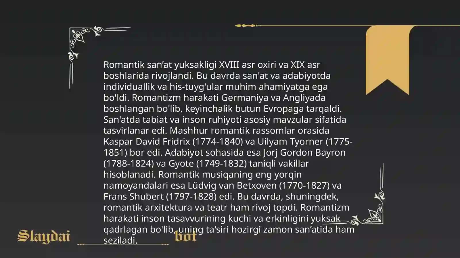 Romantik uslub tarixi 4