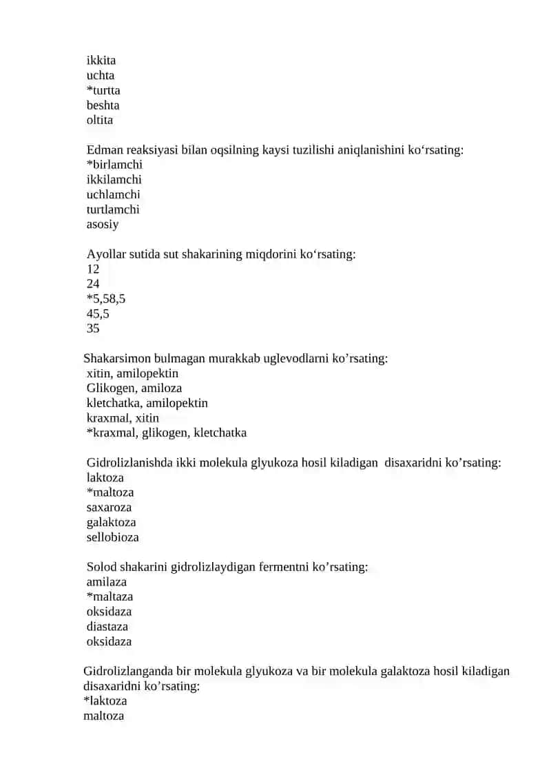 Oqsillarning birlamchi tuzilishi 4