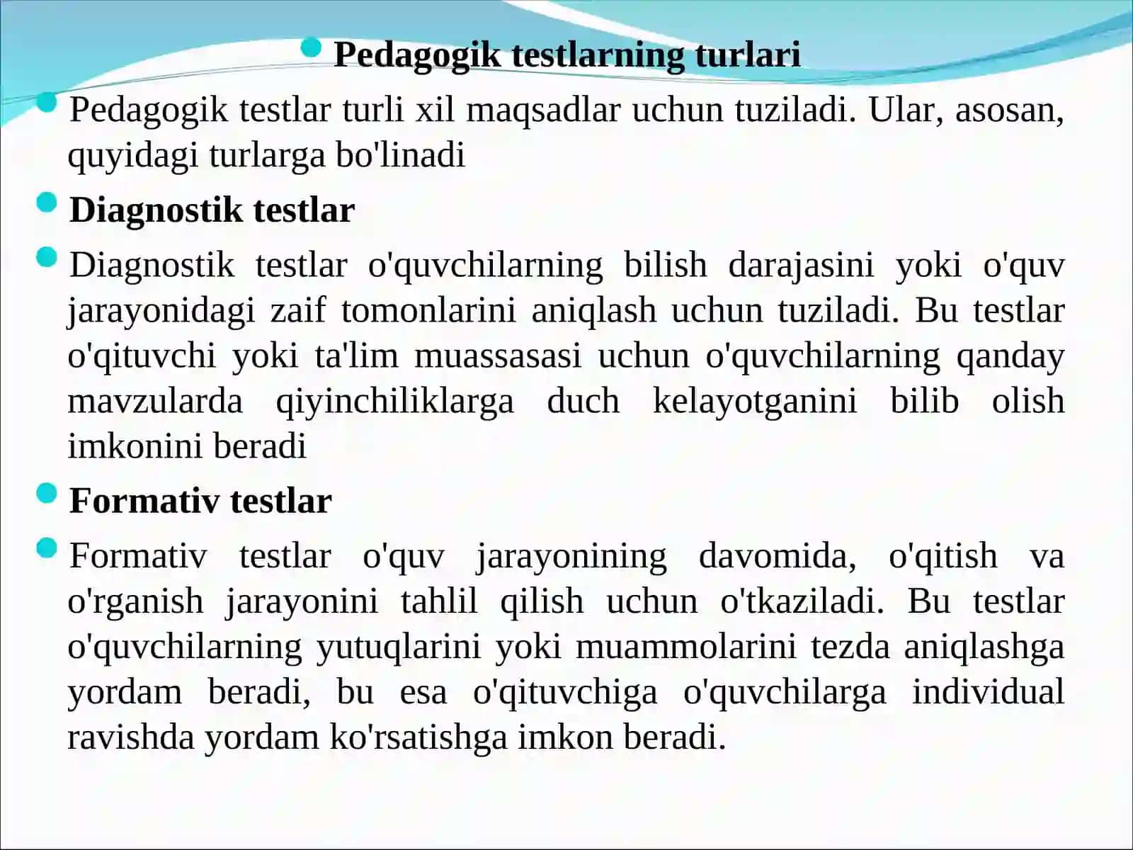 Pedagogik testlar 4
