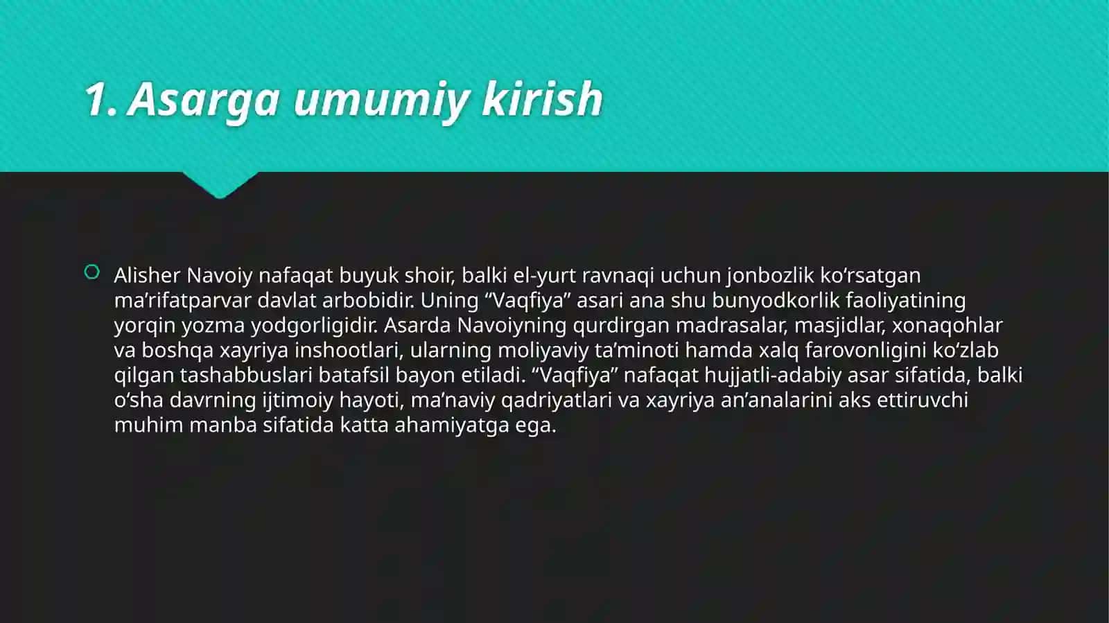 ALISHER NAVOIYNING "VAQFIYA" ASARI 4