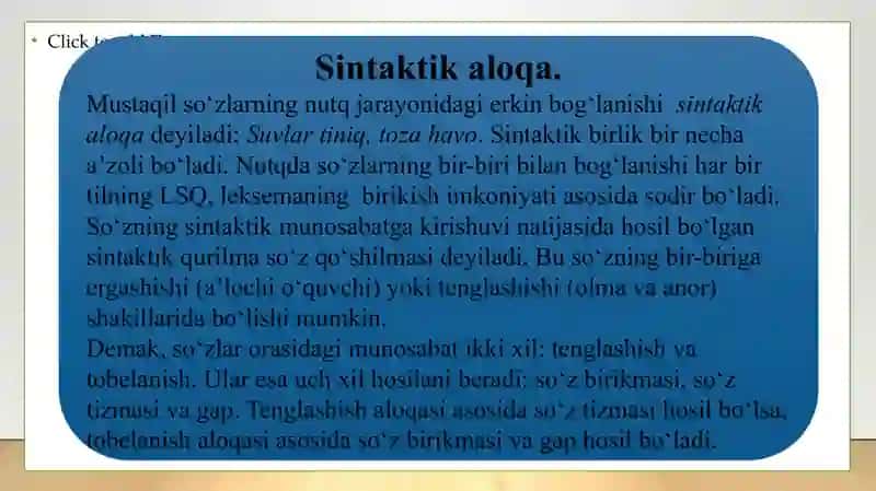 Sintaktik aloqa, sintaktik birliklar 4
