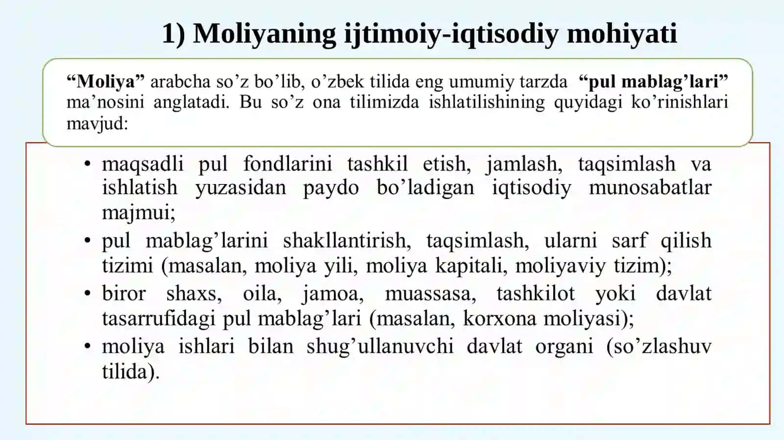 Zamonaviy moliyaning mazmun-mohiyati va uni o‘rganishning obyektiv zarurligi 4