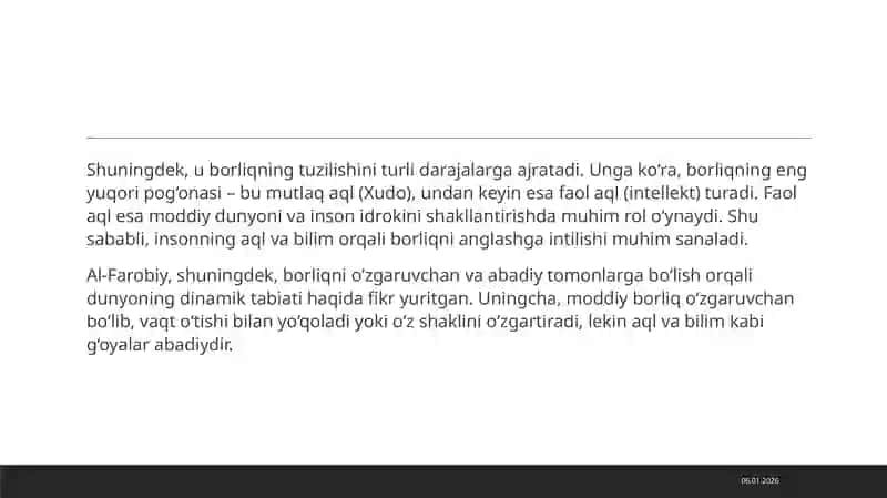 Al Farobiyning borliq haqidagi qarashlari 4