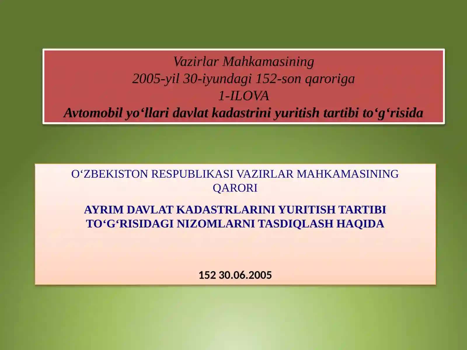 DAVLAR KADASTRLARINING CHIZIQLI TURLARINING YURITISH O’ZIGA HUSUSIYATLARI 4