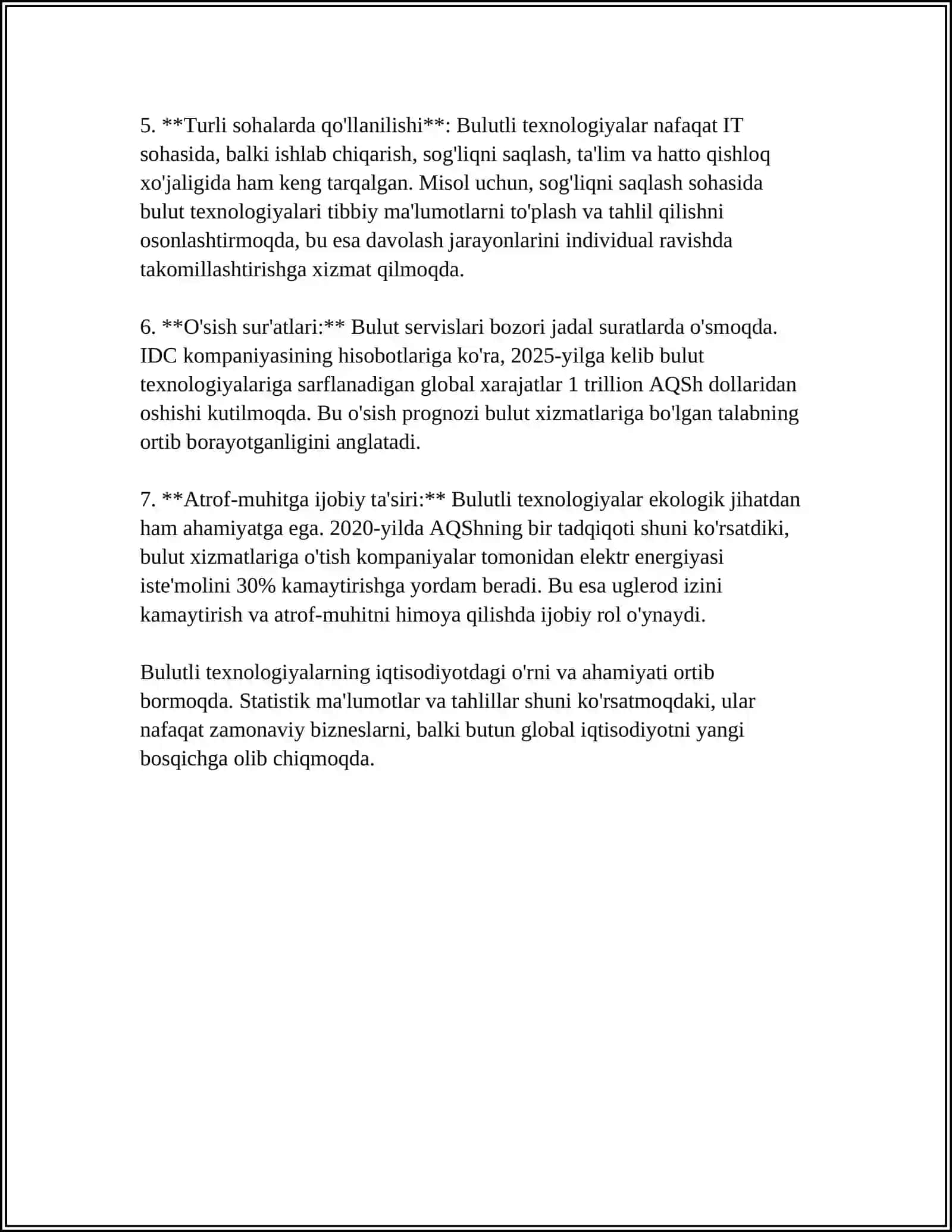 IQTISODIYOTDA BULUTLI TEXNOLOGIYALARINING O'RI VA AHAMIYATI 4