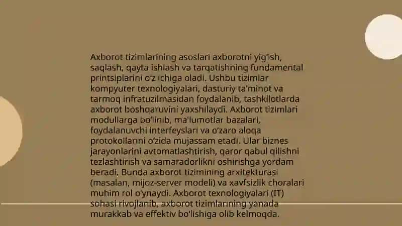 Predmet soha axborotini modellashtirish asoslari 4