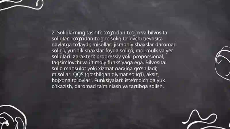 Soliqlar turlari va takomillashtirish vazifalari 4