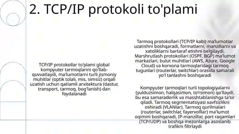 Kompyuter tarmog’i va tarmoq protokollari 4