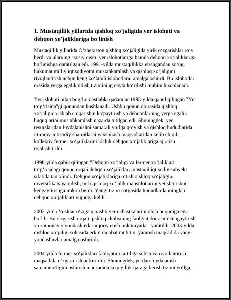 MUSTAQILLIK YILLARIDA QISHLOQ XO'JALIGI VA SANOAT SOHASIDAGI O'ZGARISHLAR 4
