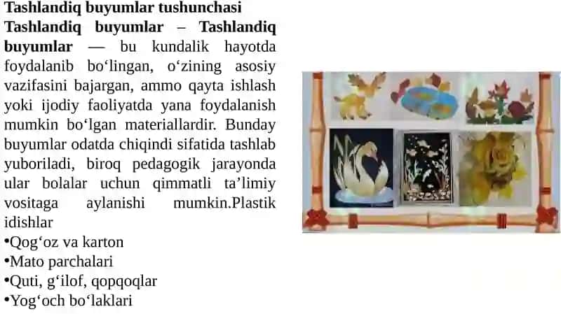 Tashlandiq buyumlardan o'yinchoq yasash va ularning bolalar ta'lim tarbiyasida ahamiyati.pptx 4
