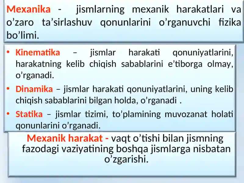 Fizika predmeti va uning tadqiqot usullari.Mexanik harakat 4