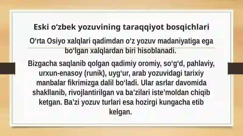 Eski o‘zbek yozuvining taraqqiyot bosqichlari 4