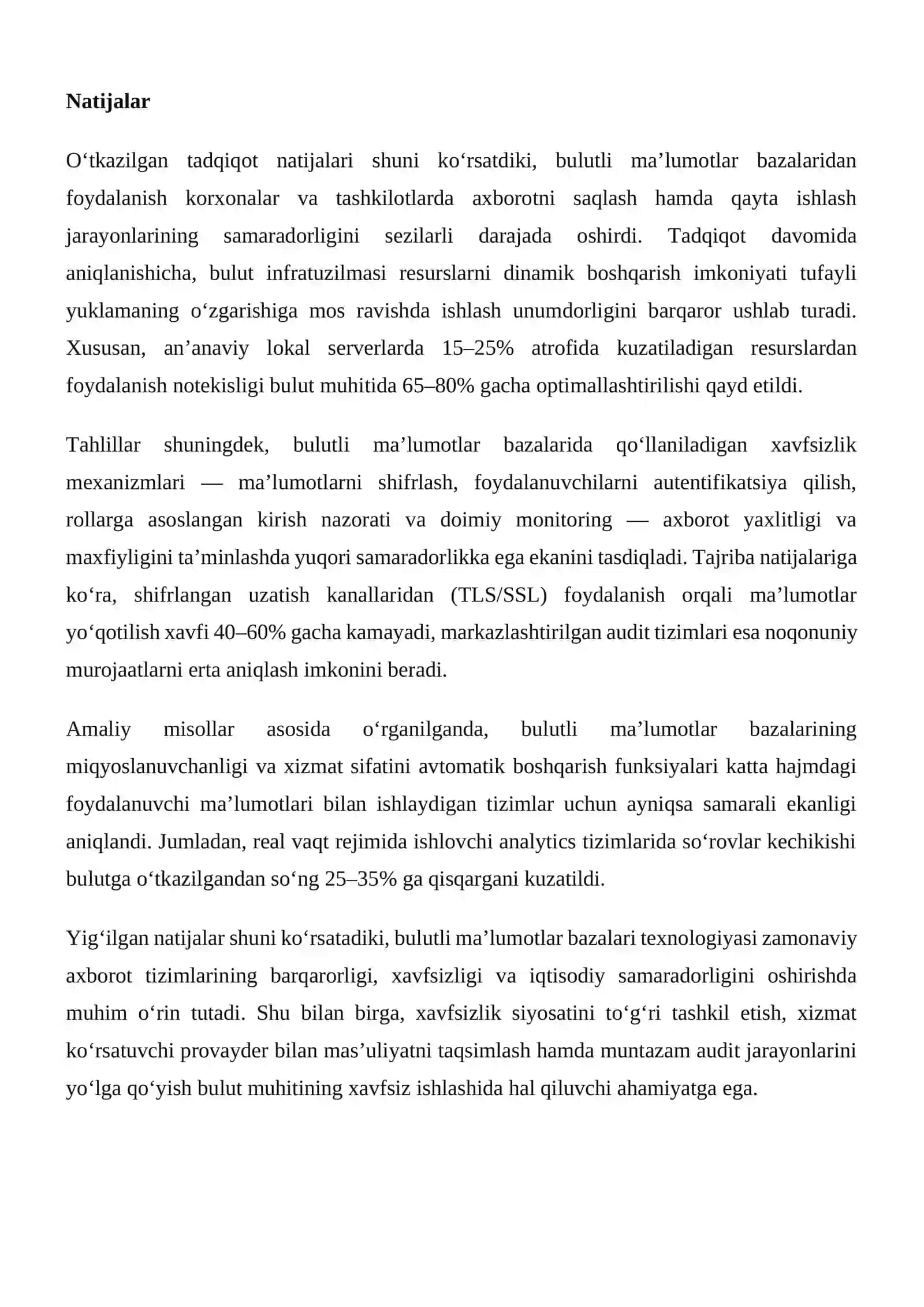Bulutli ma’lumotlar bazalari: afzalliklari va xavfsizlik masalalari 4