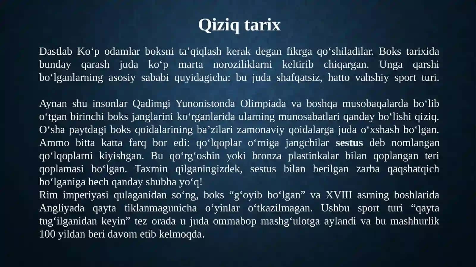 Jismoniy tarbiya va olimpiya tarixi fanidan sportning boks turidan mustaqil ish 4