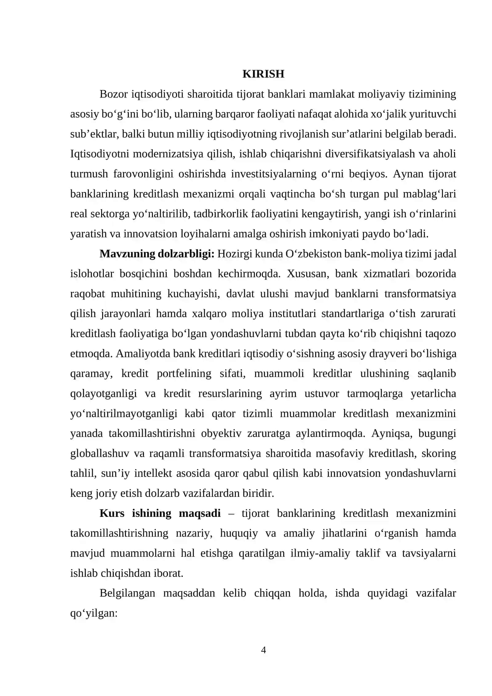 Tijorat banklarining kreditlash mehanizmini takomillashtirish 4