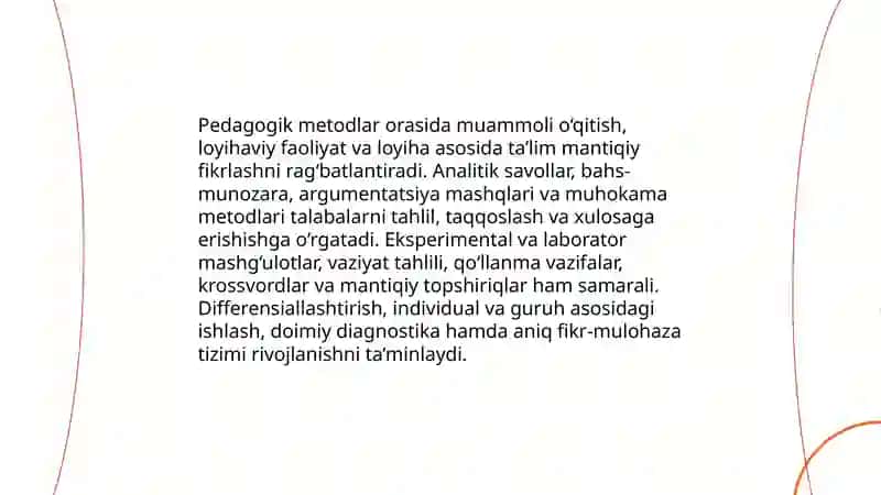 Sarbon universiteti Mantiqiy fikrlashning rivojlantirish usullari 4