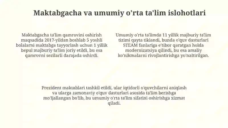 Ta'lim sohasidagi islohotlarning asosiy yo'nalishlari 4