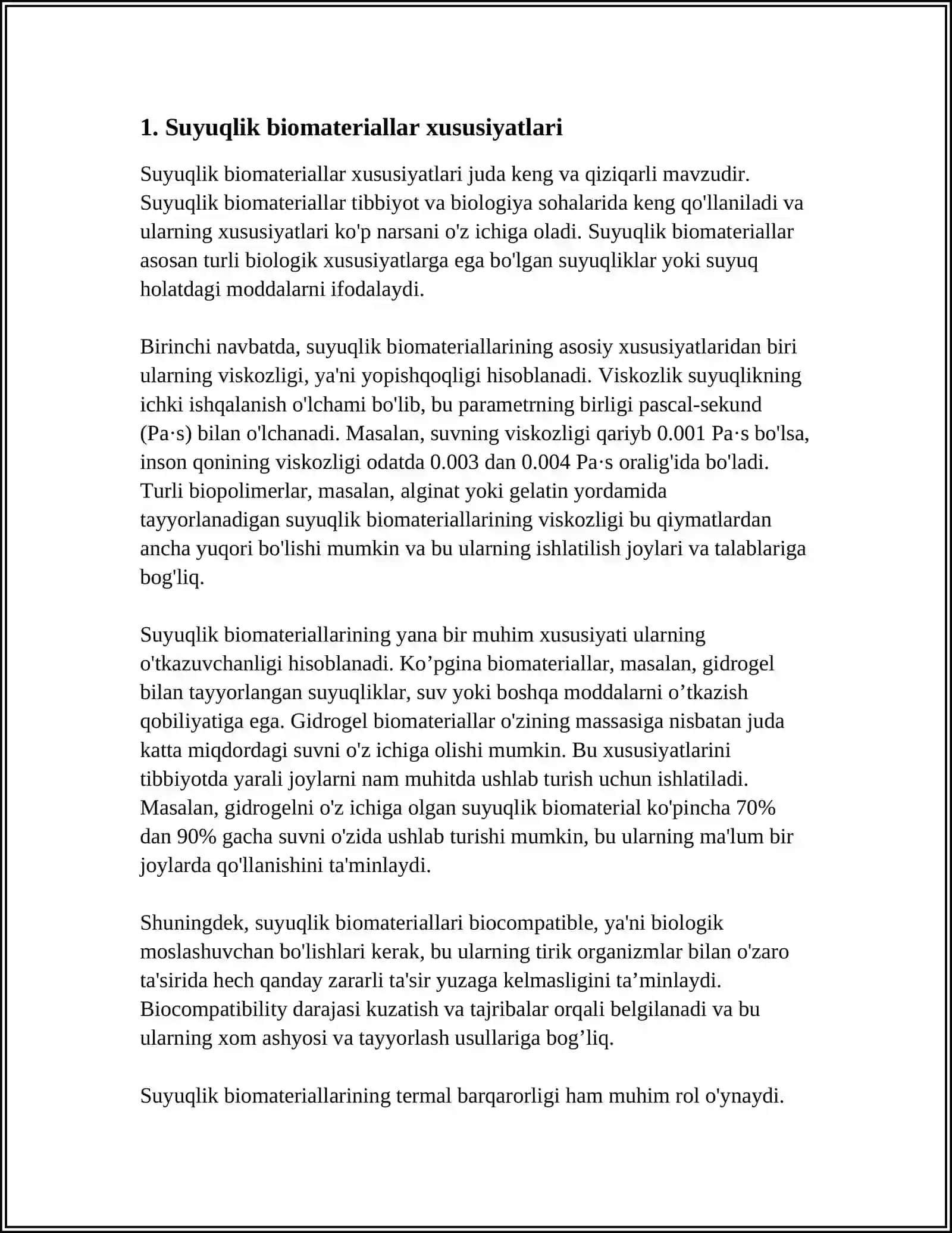 SUYUQLIK BIOMATERIALLAR XOSSALARI, YURAK QON TOMIRLARI YOPIQ BIOFIZIKA TIZIMIGA VA QON TOMIRLAR ELASTIKLIGINING AHAMYATI 4