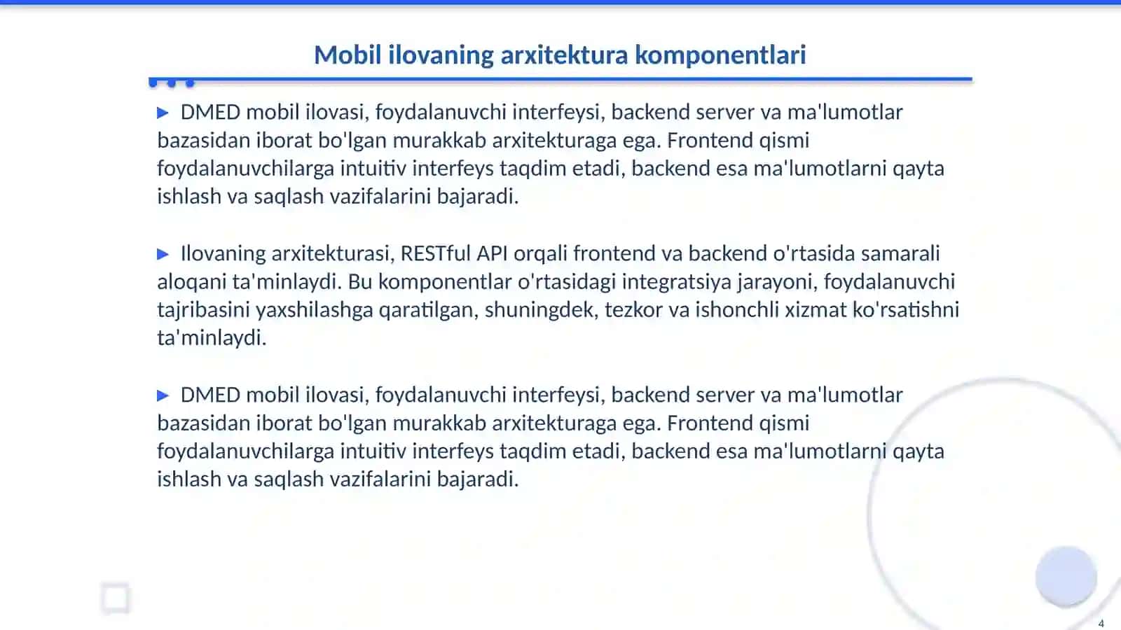 DMED platformasining mobil ilova sifatida texnik arxitekturasi 4