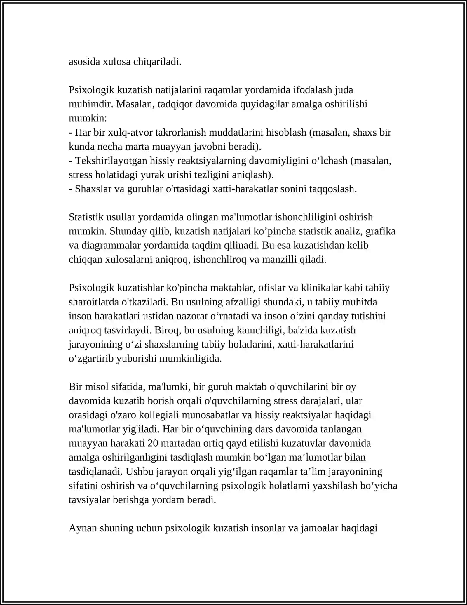 PSIXOGIYA MAKTABLARI. PSIXOLOGIYANING TADQIQOT METODLARI 4