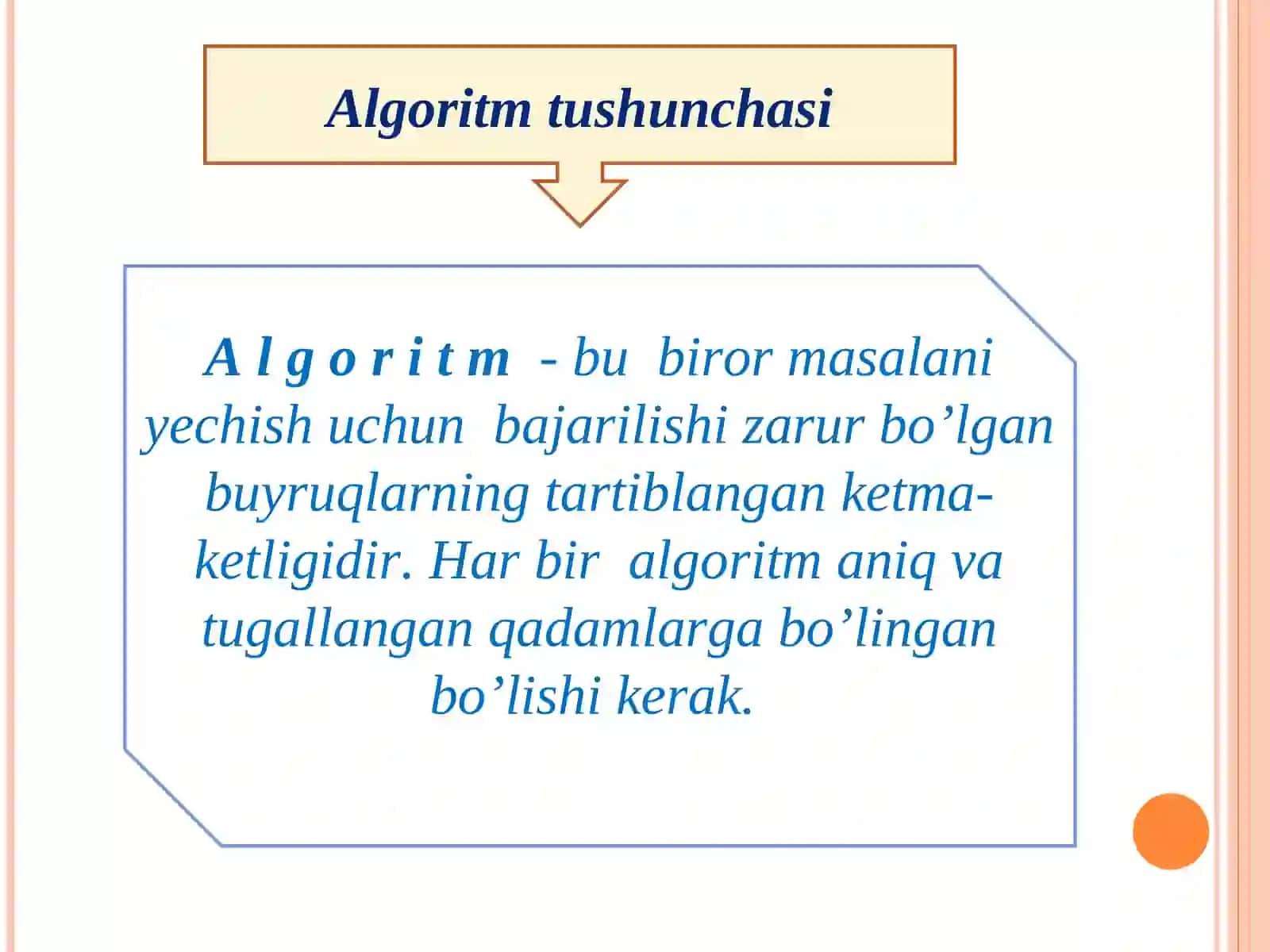 Algoritmlarni yaratish usullari va turlari. 4