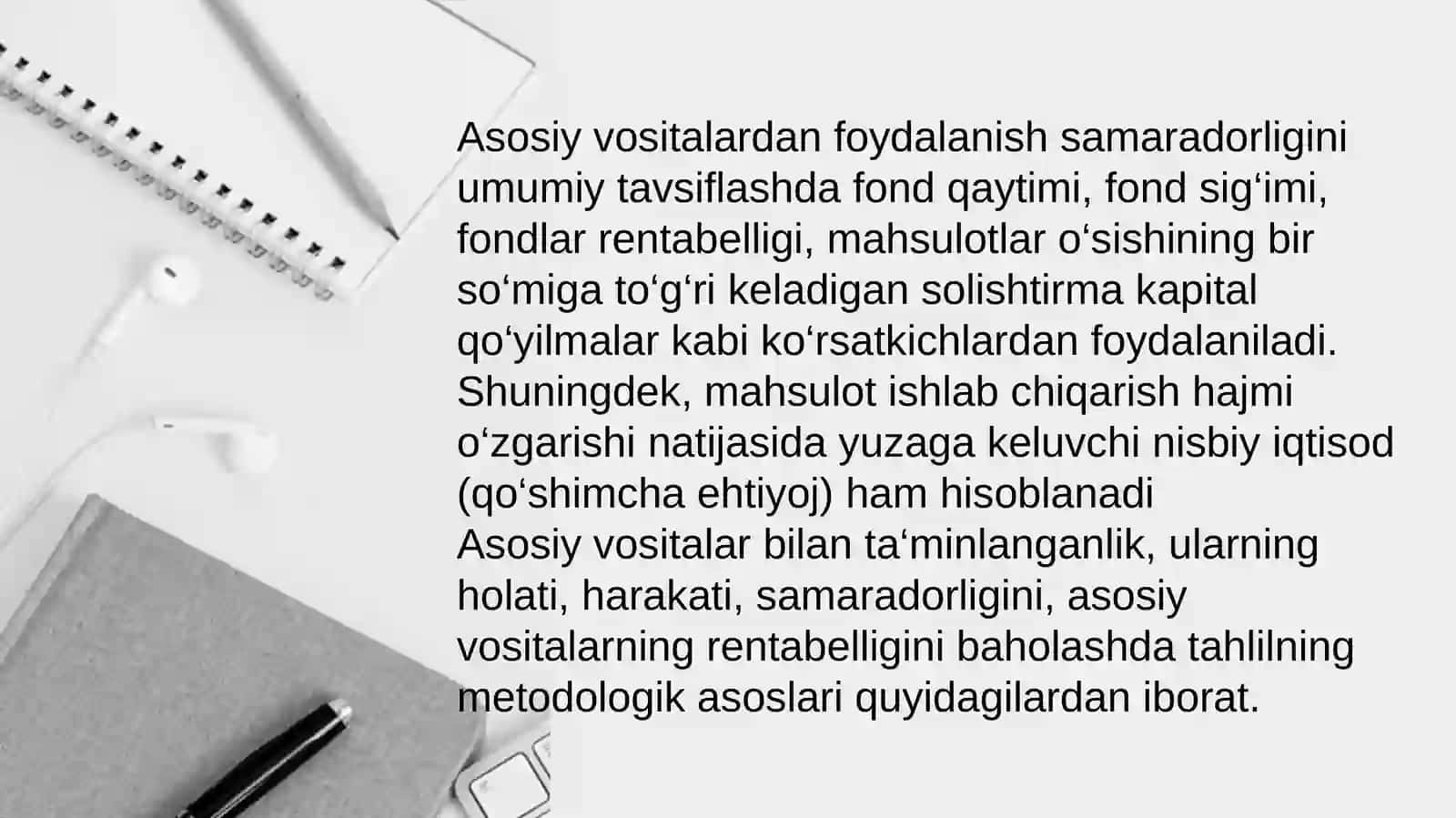 Asosiy vositalardan samarali foydalanish tahlili 4