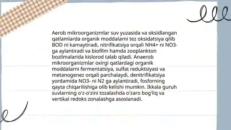 Suv oqimlari va tuproqlarni o'z-o'zini tozalashda mikroorganizmlarning roli 4