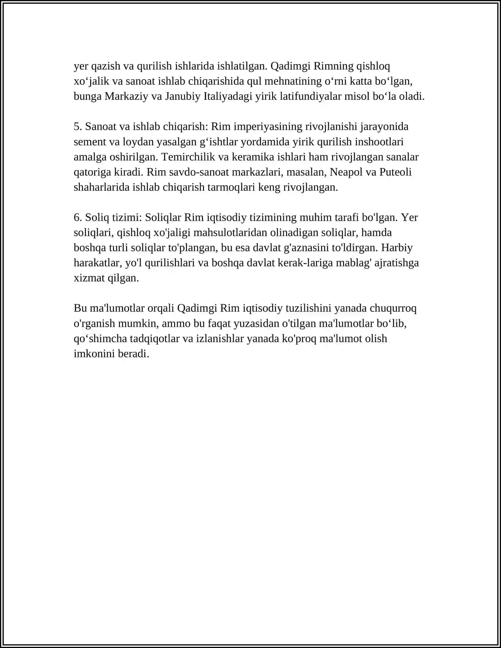 MUSTAQIL ISH Mavzu: QADIMGI RIMDAGI IQTISODIY GʻOYALAR, XRISTIANLIKNING VUJUDGA KELISHI 4