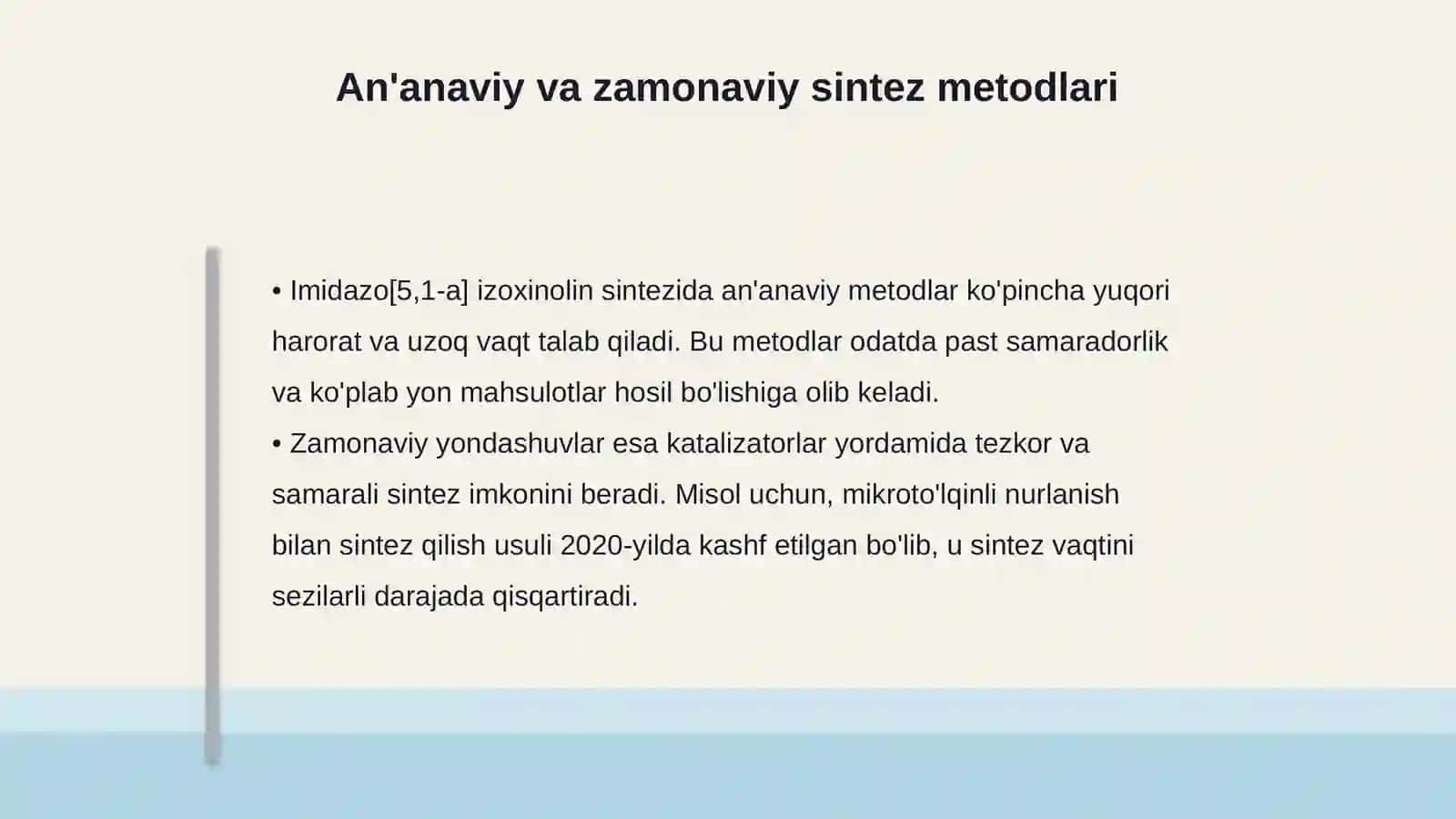 Imidazo[5,1-a] izoxinolin sintez sharoitlarini o'rganish 4