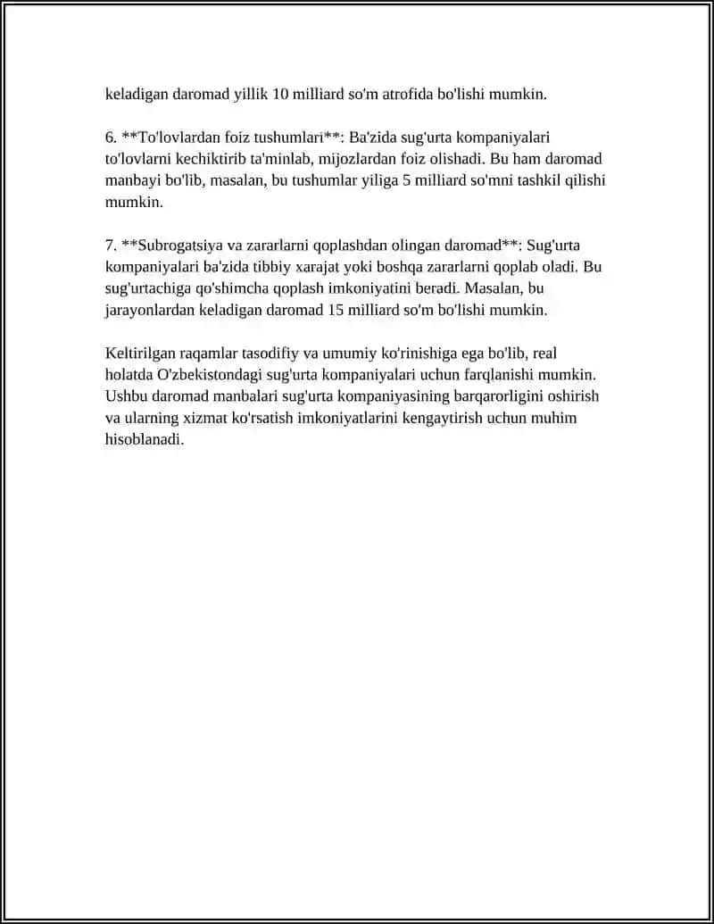 SUGʻURTA KOMPANIYASINING MOLIYAVIY ASOSLARI 4