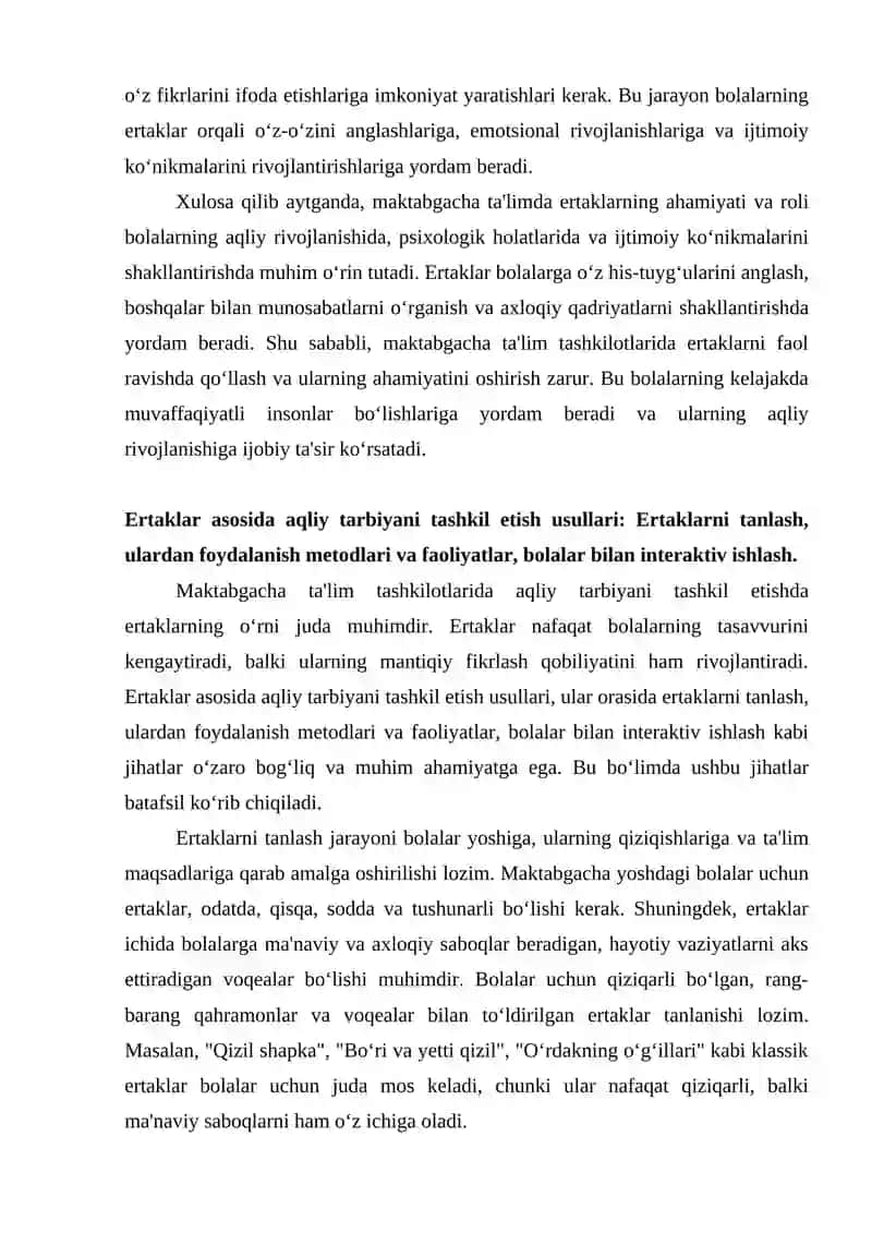 Maktabgacha ta'limda ertaklar asosida aqliy tarbiyani tashkil etish 4