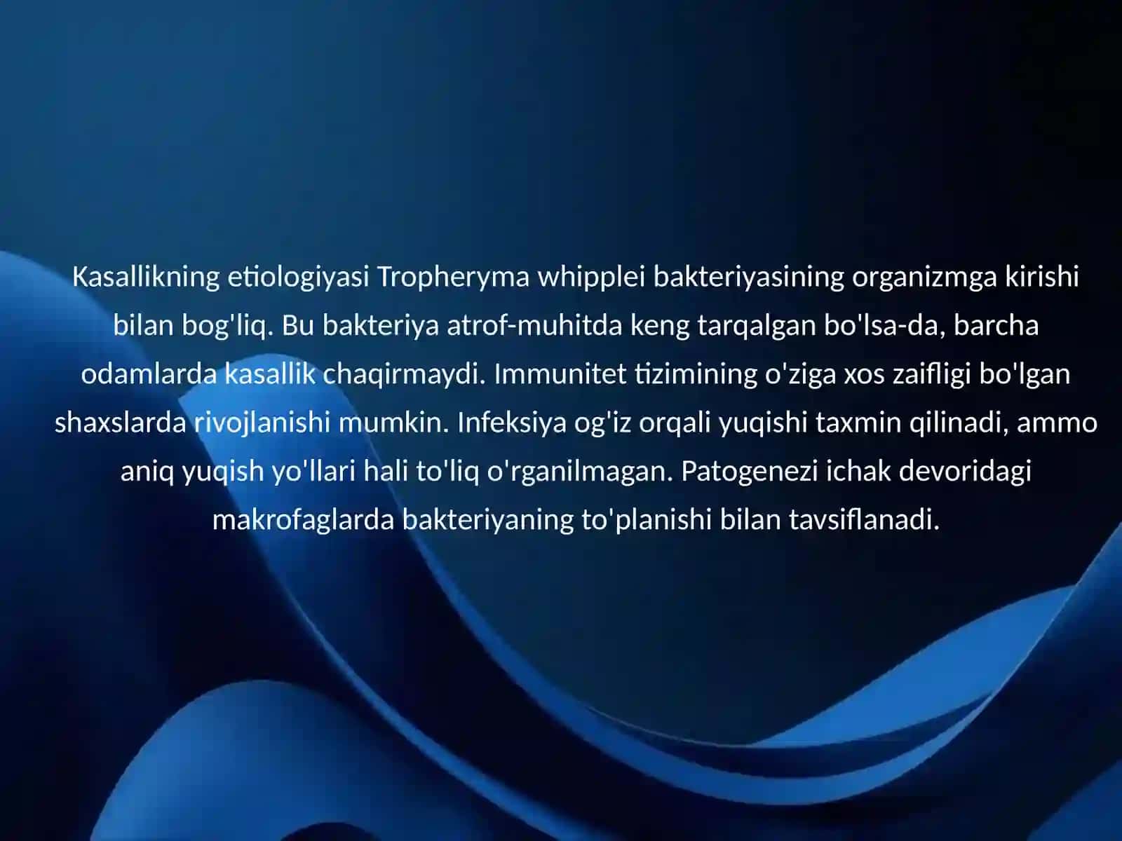 Whipple kasalligi. Ichak ta'sirlanish sindromi 4