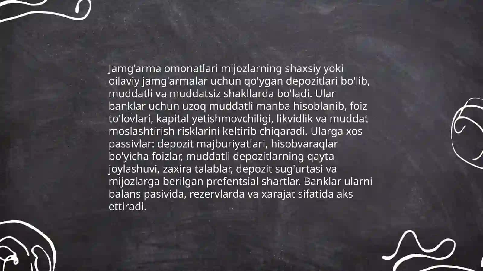 Talab depozitlari (mijozlarning joriy hisoblari) 4