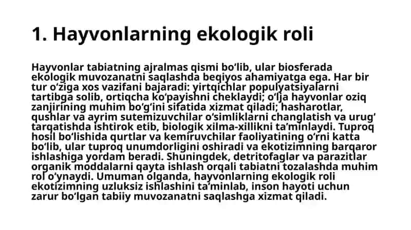 Hayvonlarning ekologik roli 4