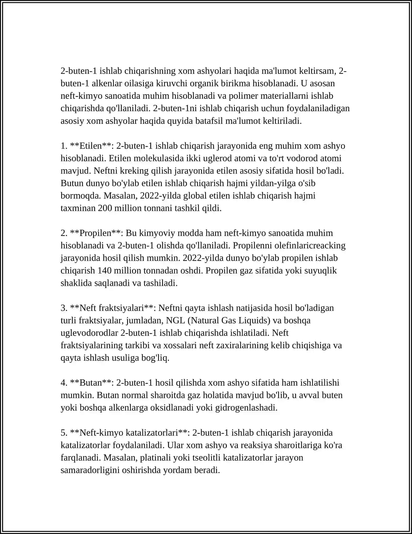 "SHO'RTANGGAZ" GAZ-KIMYO MAJMUASIDA BUTEN-1 ISHLAB CHIQARISH TEXNOLOGIK TIZIMI 4