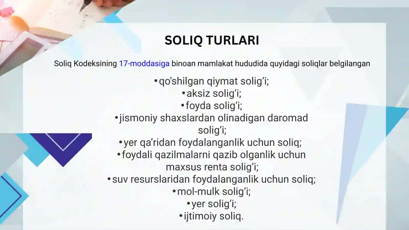 Soliq qonunchiligi tizimi va Oʻzbekiston Respublikasi soliq tizimining shakllanishining huquqiy-me’yoriy hamda tashkiliy-huquqiy asoslari 4