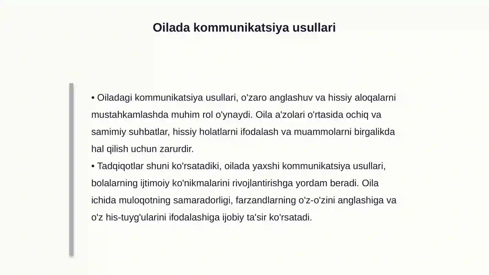 Oiladagi shaxslararo munosabatlarning tizimiga xos umumiy xususiyatlar 4