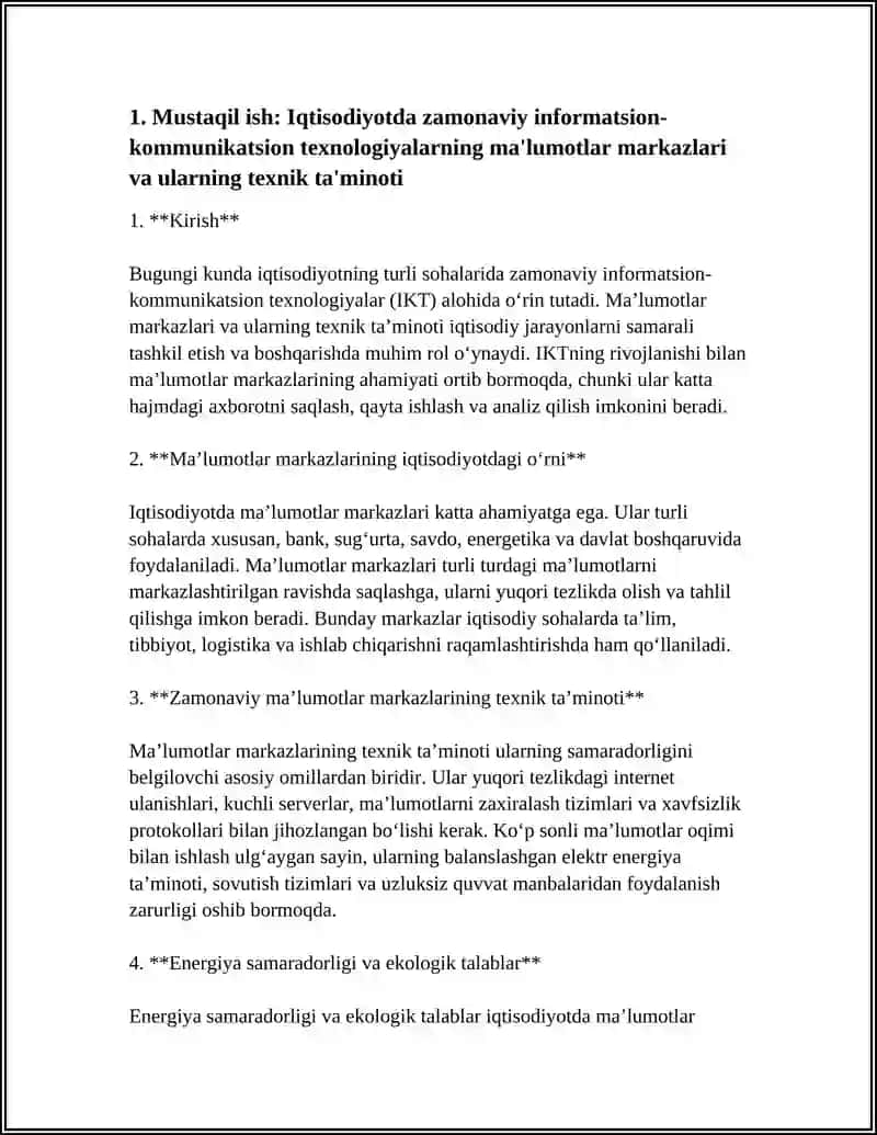 IQTISODIYOTDA ZAMONAVIY INFORMATSION-KOMMUNIKATSION TEXNOLOGIYALARNING TEXNIK TA'MINOTI 4