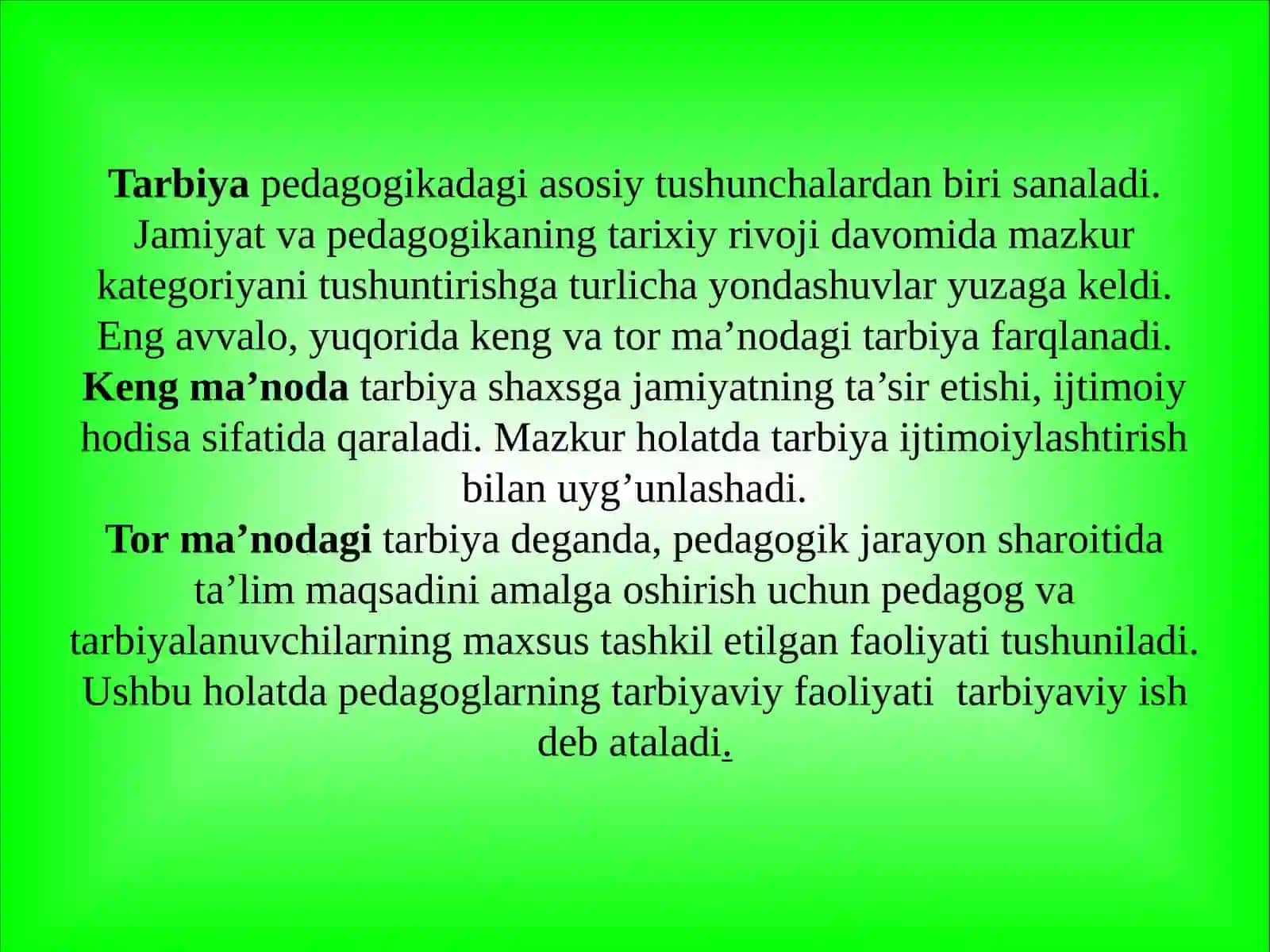 TARBIYA JARAYONINING MAZMUNI VA MOHIYATI 4