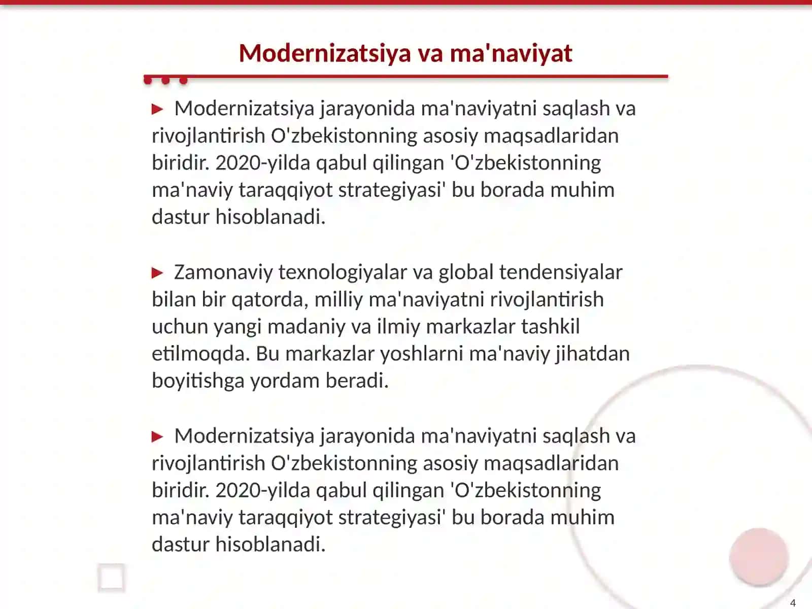 Yangi Oʻzbekistonda amalga oshirilayotgan ma'naviy oʻzgarishlar 4